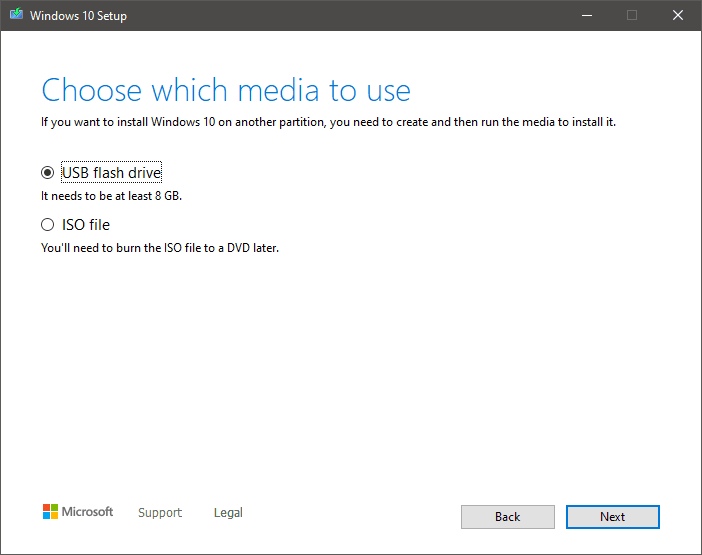 Select USB flash drive